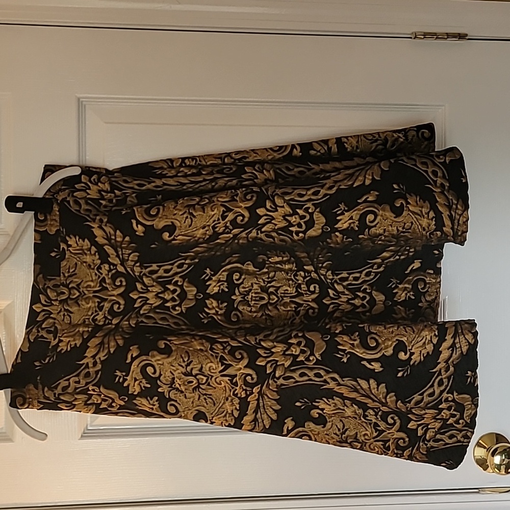GOLD black Brocade Style A Lined Skirt L